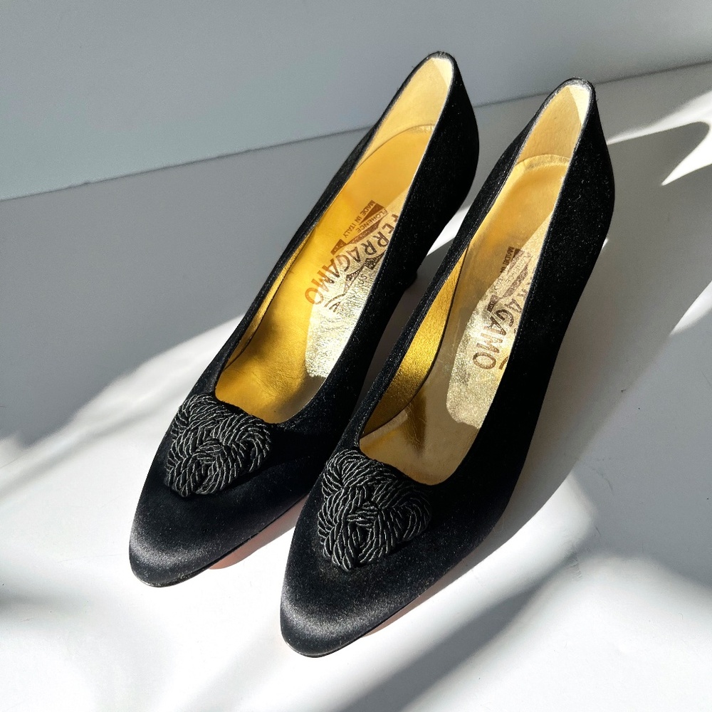 Salvatore Ferragamo Black Velvet Heels